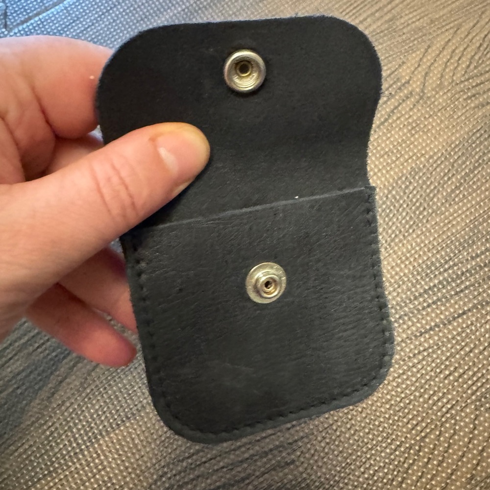 Small Black Leather Snap Pouch